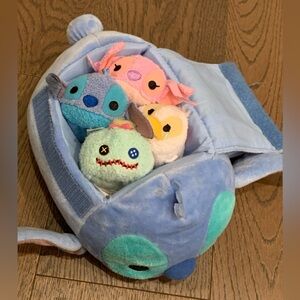 Disney Store LILO & Stitch Plush bag  with mini Tsum Tsum plushies